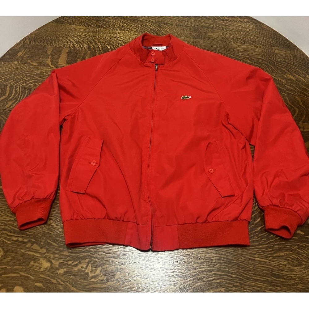 Vintage Izod Lacoste Harrington Jacket Mens L Red Full Zip Golf